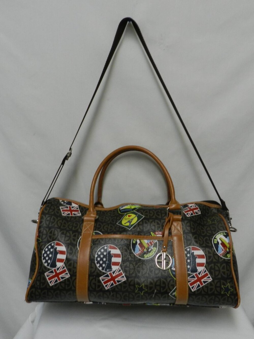 Giani Bernini Postcard duffle travel large bag Coated canvas Ahoy Paris Flags